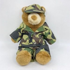 Build A Bear Army Teddy Bear Plush Brown Tan Camo Outfit BAB Stuffed Animal 15"